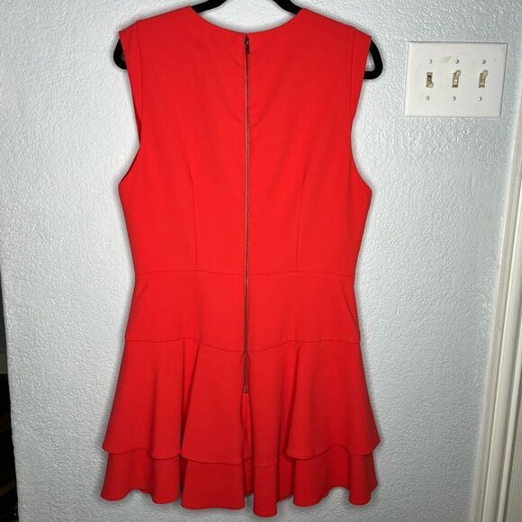 Alice + Olivia Classics Palmira Sleeveless Ruffle Short V-Neck Red Dress Sz 12 - Picture 3 of 12